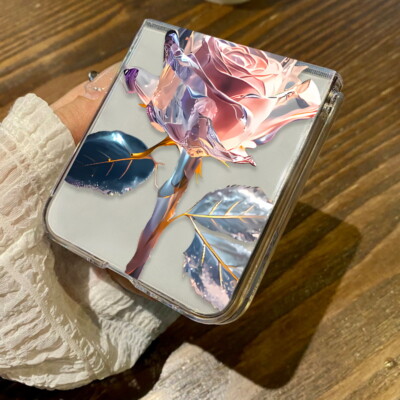 Handyhülle Für Samsung Galaxy Z Flip7 Flip6 Flip5 4 Rose Glitzer Falten Hartcase