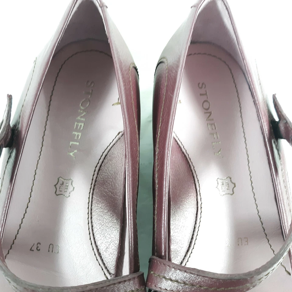 Stonefly Mujer UE Talla 37 Estilo Mary Jane Cuero Rosa Oscuro Superior Foto 3 de 4
