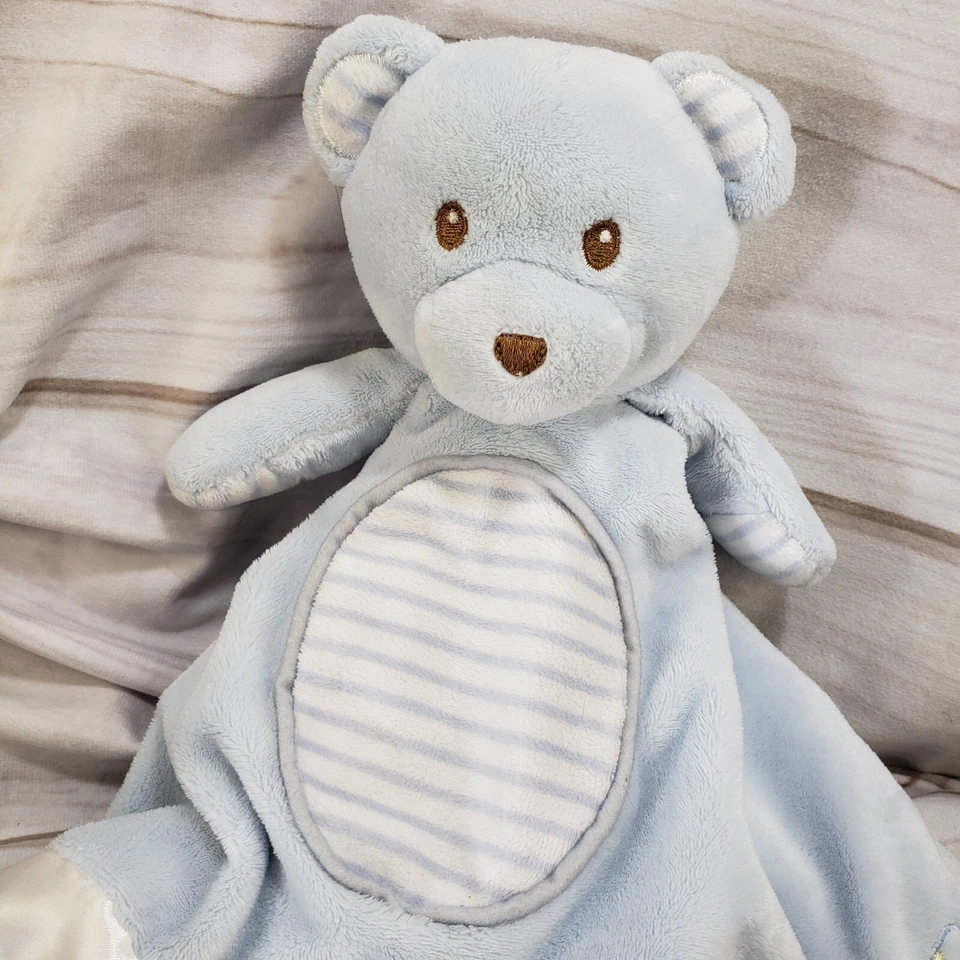 Douglas Teddy Bear Lovey Baby Blue Striped White Satin Trim Plush Sewn Eyes 2016 - Image 2 of 4