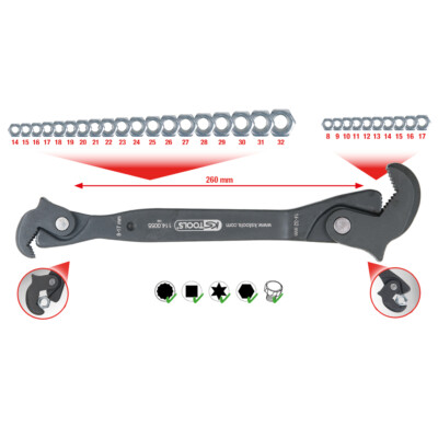 Ks Tools One-Hand Multifunction Wrench, 8-17/14-32mm 114.0055