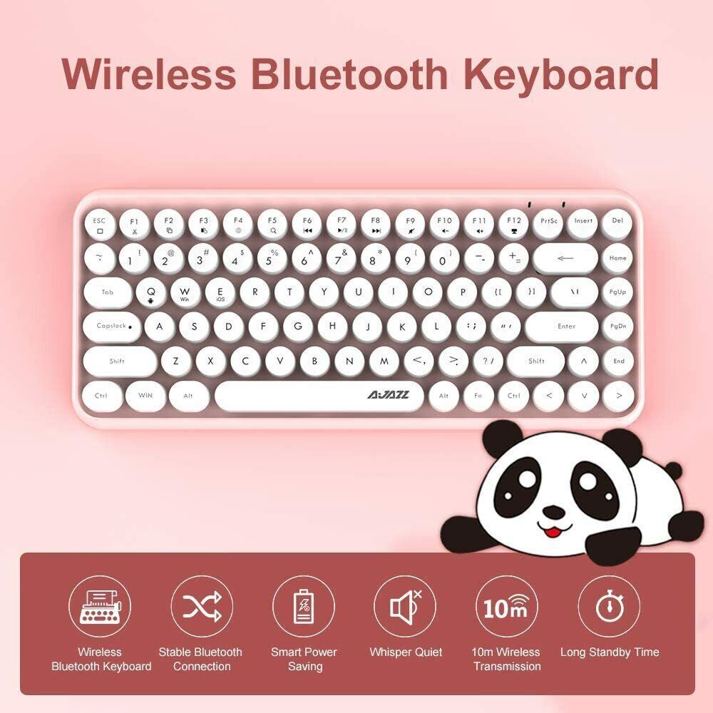 Mini Bluetooth Keyboard Wireless 84 Keys Punk Retro Round Keys for