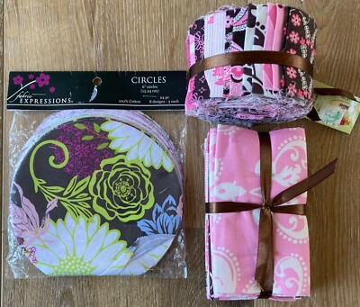 Fabric Palette 5 Piece Bundle & 20 Strips 2.5'', Fabric Expressions 24 Circles 6''