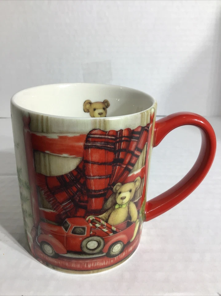TAZA DE CAFÉ DE OSO DE PELUCHE DE NAVIDAD. Por SUSAN LANG. Taza con estampado Art Deco. B121 Foto 2 de 4