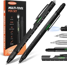 2-PACK 9 in 1 Multitool Pen Set - Set of 2 pens 1 - Metal Made