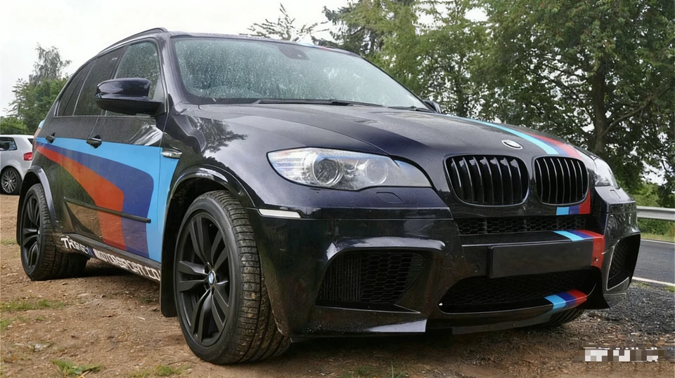 Pegatina tricolor de coche a rayas de carreras para BMW X3 X5 gráficos calcomanía de deportes de motor Foto 3 de 4