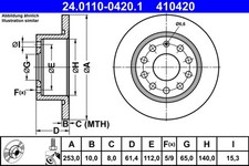 2x Bremsscheibe ATE 24.0110-0420.1 für SKODA OCTAVIA 3 5E3 NL3 NR3 Combi 5E5 5E6