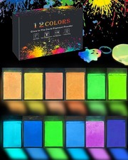 Luckymica Glow in The Dark Pigment Powder 12 Colors, Epoxy Resin 12 Colors