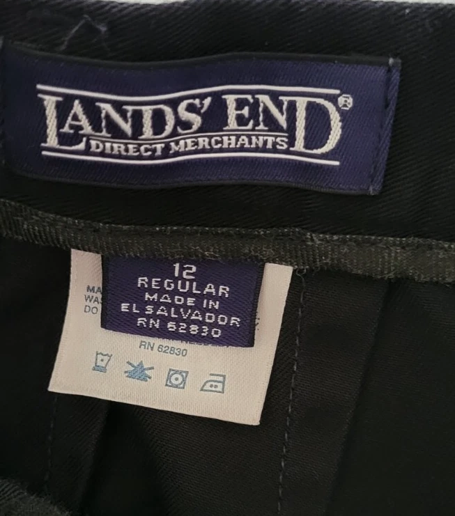 Vintage Lands End Pants 80s dress chino pleated high rise black Women's size 12 - Image 4 of 4