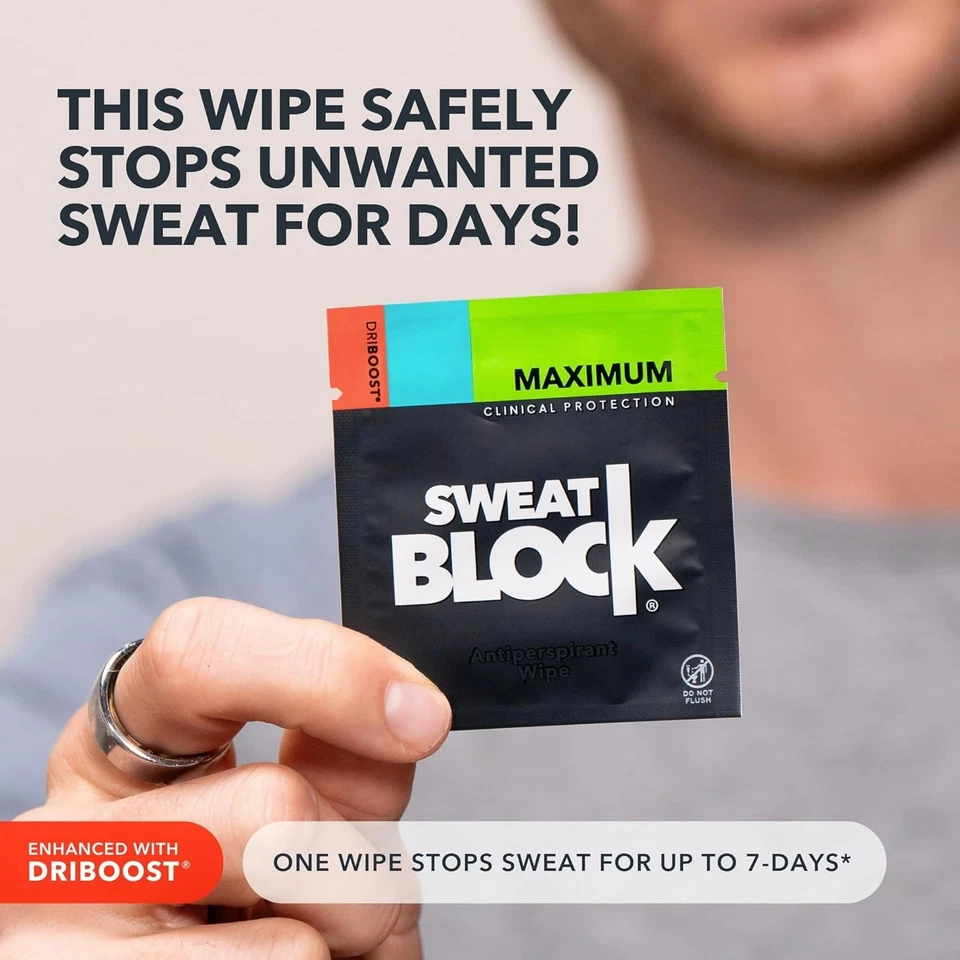 SweatBlock Clinical Strength Antiperspirant Wipes for Men and Women Excessive... - Image 2 of 4