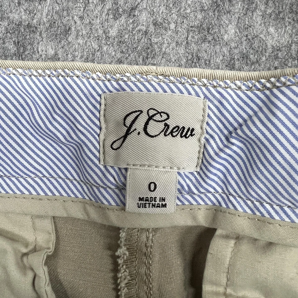 Pantalones Cortos J Crew Para Mujer 0 Caqui Chino Elastizados Frente Plano Informales Preppy Viaje Foto 3 de 4