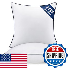 Throw Pillow Inserts Set of 2-Fluffy Square Cushions with 100 Cotton Covers-Dec