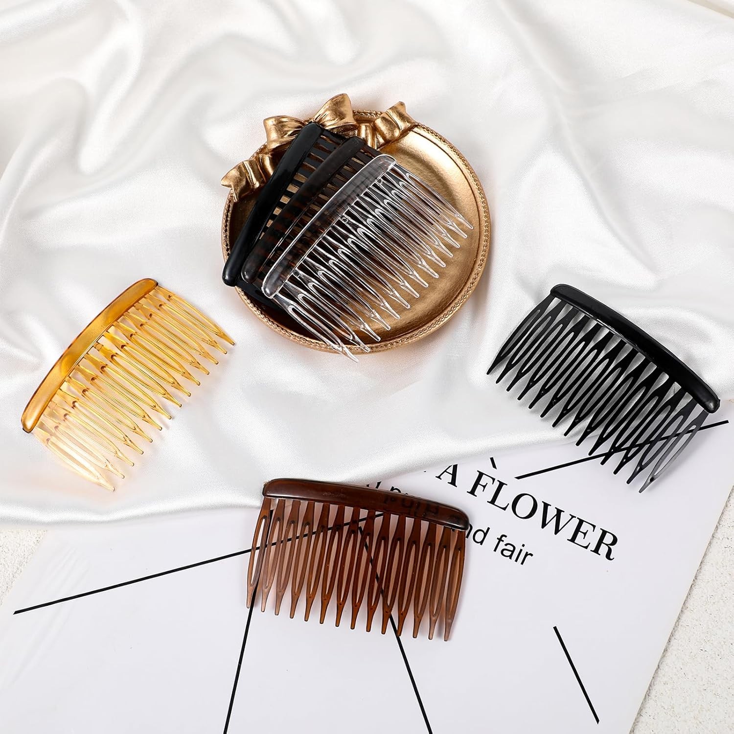 12 black, transparent light brown, dark white 