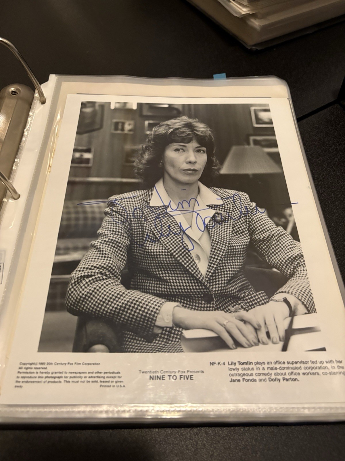 Lily Tomlin Signed 8x10 B&W Photo - Nine to Five Inscribed To Jim