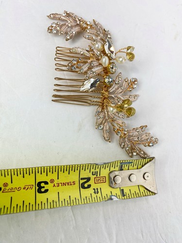 Gold Silver Pearls Bridal Hair Comb | Wedding - Picture 10 of 12