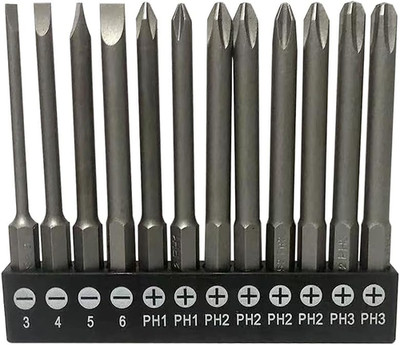 12 Piece Phillips Screw Bit Set, 3 Inch Long Screwdriver Bits for Drill 1/4 Hex 