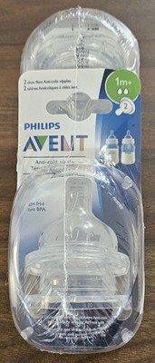 4 Slow-Flow Anti-Colic Nipples Philips AVENT For A Baby 1m+ New in Packaging
