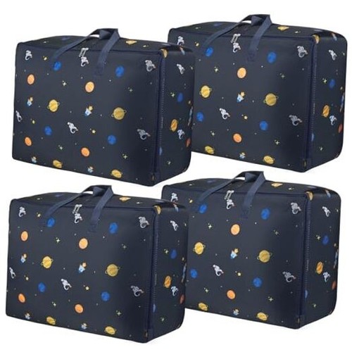 4 Pack 105L Moving Bags, Heavy Duty Storage Bags Large Storage Box with Zips