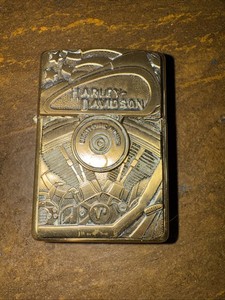 1999 ZIPPO Cigarette Lighter-HARLEY DAVIDSON-Motor/Flag