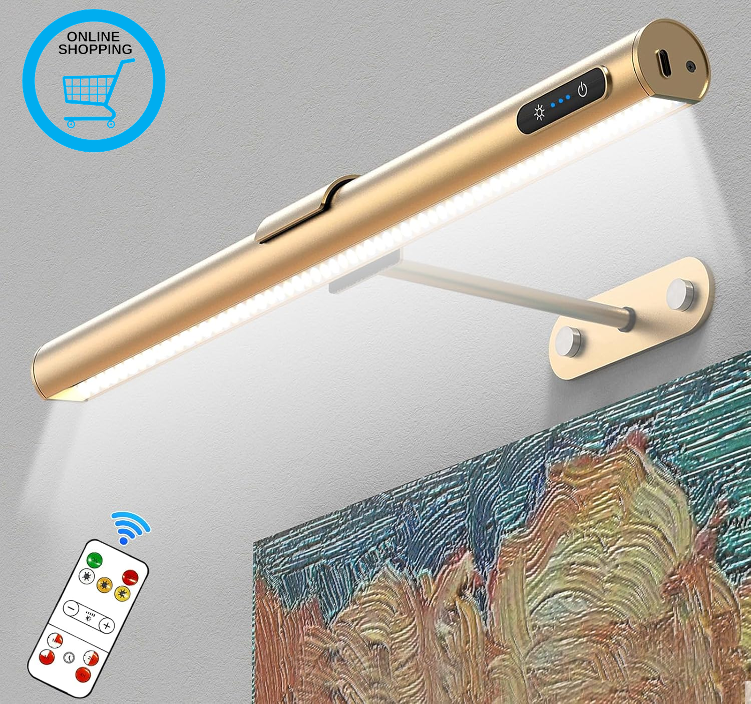 Picture Lights for Wall - 4000Mah Battery Operated Wall Lights with Remote, 3 Co