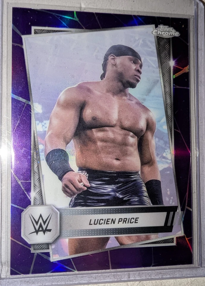 2025 Topps Chrome WWE - Lucien Price #161 Purple Geometric Refractor NXT - Image 3 of 4