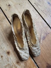 Vintage De Liso Debs Gold-Embroidered Shoes, Narrow, Size 7