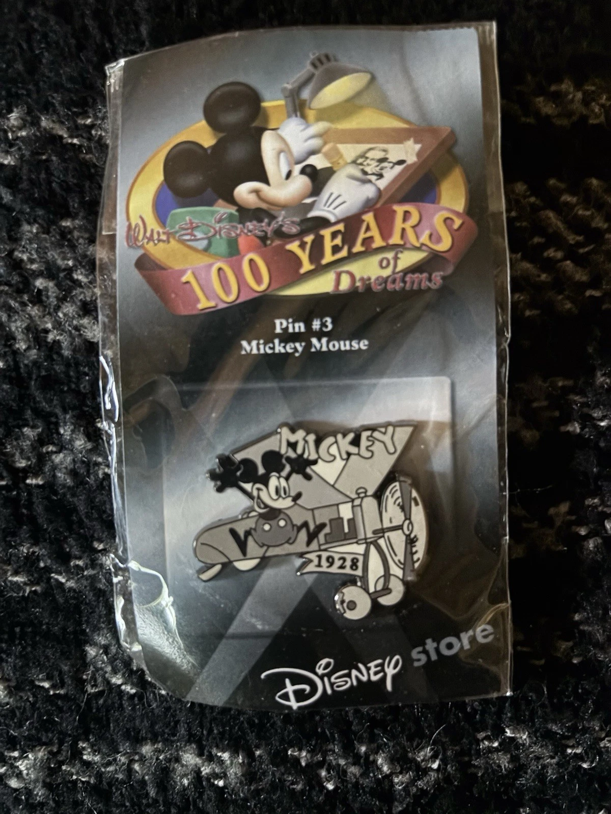 100 Years Of Dreams Mickey Mouse Disney Store Pin#3 Plane Steamboat Willie 1928