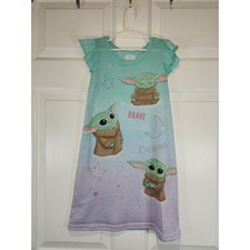 Girl's sz 7 8 Star Wars Green Baby Yoda Nightgown Sleepshirt. AS IS
