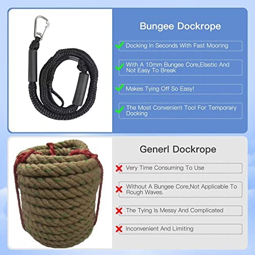 Bungee Dock Lines for Boat,4 PCS Boat Dock Rope with Stainless 4 Pack Black - Bild 6 von 8