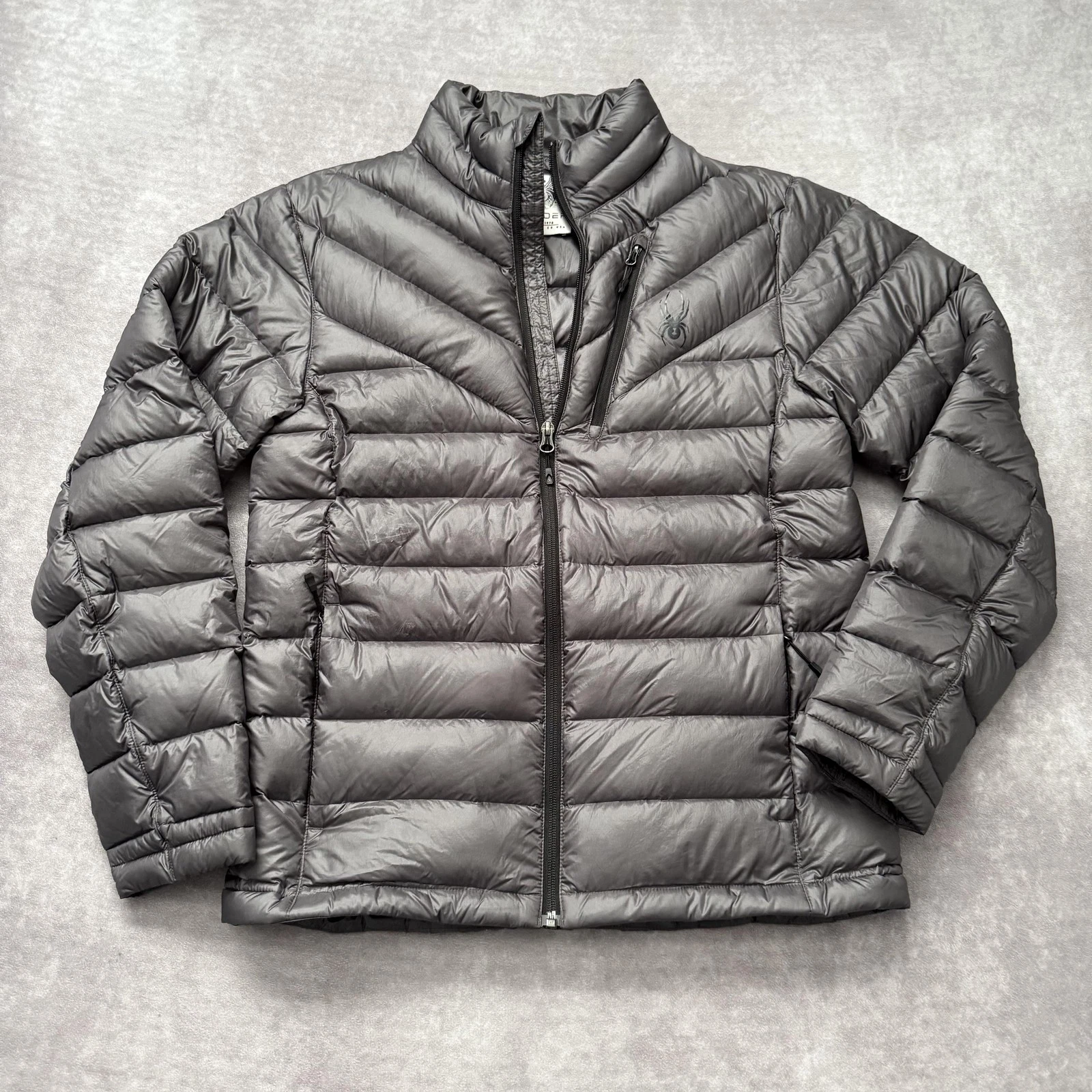 Spyder Puffer Jacket Mens S Gray Down Lightweight Insulated Full Zip Logo Ski
Opens in a new window