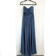 Jenny Yoo Long Maxi Wedding Dress Womens 6 Blue Peplum Strapless Beachy