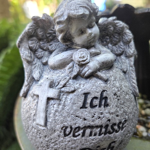 Ich Vermisse Dich Deko 12Cm Grabschmuck Engel Grab Figur Schutzengel Grabfigur-image
