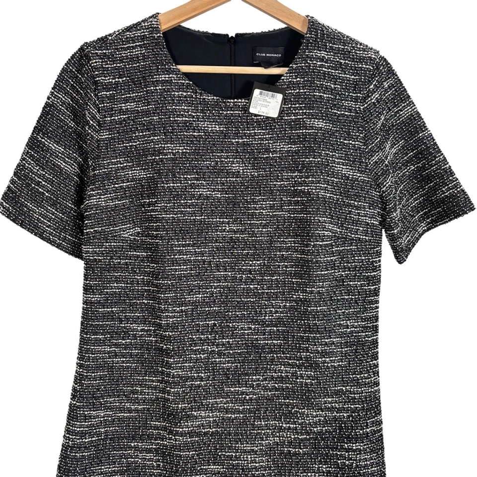 Club Monaco L/G текстурированный SS платье черный серый смесь Tweed трапециевидный Shift офис новый с Ярлыками - Изображение 4 из 4