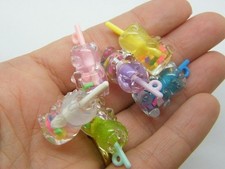 20 Cocktail  iced tea bear cup pendants random mixed resin FD79