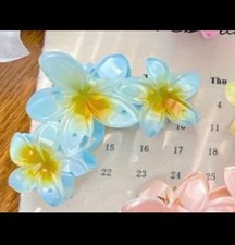 Sky Blue Gold Hair Clip New Large