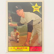 Topps 1961 J.C. Martin #124 Chicago White Sox Rookie Base Set Baseball Card. rookie card picture