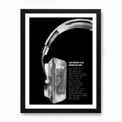 Last Night A Dj Saved My Life Art P Framed Wall Art Poster Canvas Print Picture