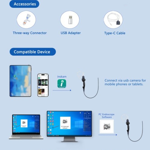 Endoscopio Flessibile Monouso HD Portatile Monouso Dispositivo per Esame Medico - Foto 2 di 37