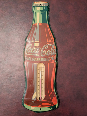 Vintage Coca Cola Bottle Thermometer Metal Tin Sign Donasco original 
