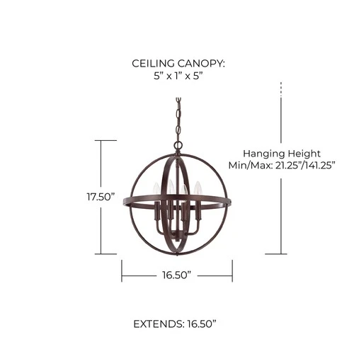 Capital Lighting 317541 4 Light 17"W Taper Candle Pendant - Picture 4 of 7