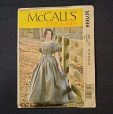 McCall's uncut sewing pattern Womens costume M7988 size E5 14-22 Civil War dress
