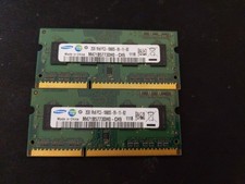 2 DDR3 SO-DIMM RAM, 2gb each  4 gb, identical set, tested working, PC3-10600S