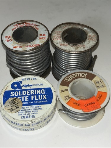 Vintage New England Smelting Works and Taramet 50/50 Wire Solder & Paste Flux