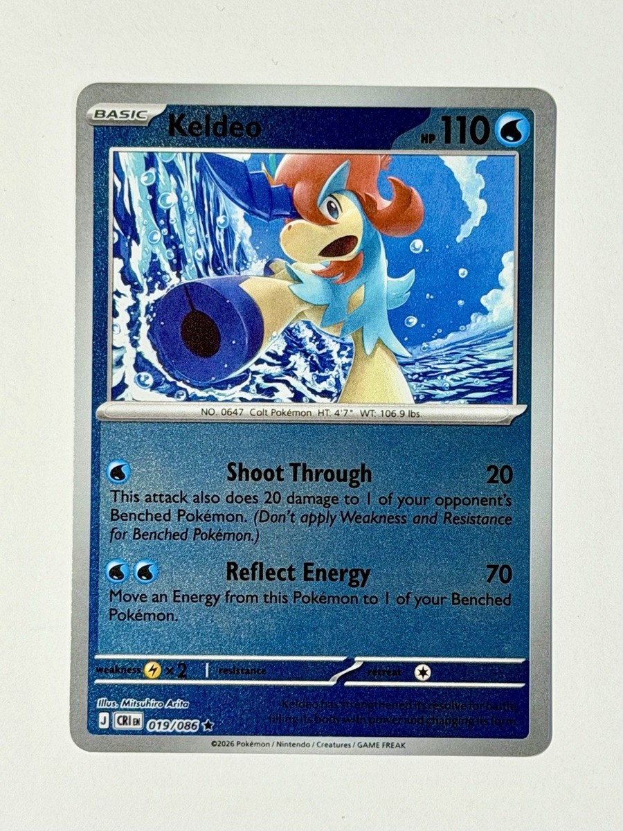 keldeo pokemon card value : XY - SHINING LEGENDS 26/73 Water Reflect Energy (70) Move an Energy from this Pokmon to 1 of your Benched Pokmon. Keldeo 2023 Pokemon Crown Zenith