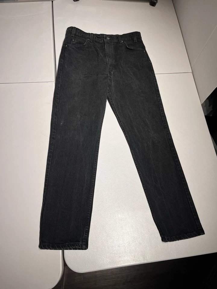 Pantalones de mezclilla Levis 505 para hombre 36x32 negro naranja lengüeta recta Levi's de colección 34x32 Foto 2 de 4