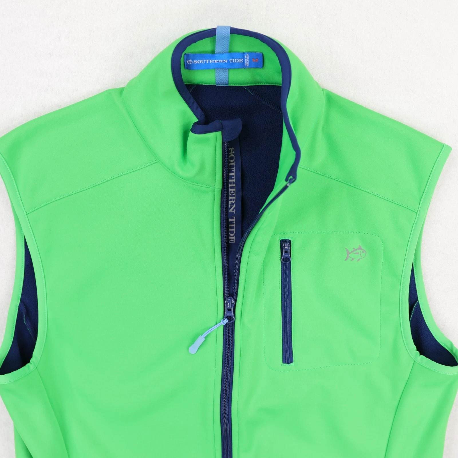 Southern Tide Full Zip Performance Vest Men Medium Neon Green Golf Tide to Trail - product detail image 5