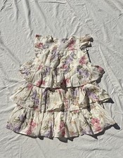 GAP x LoveShackFancy Girls Floral Tiered Ruffle Puff Sleeve Dress Sz 5