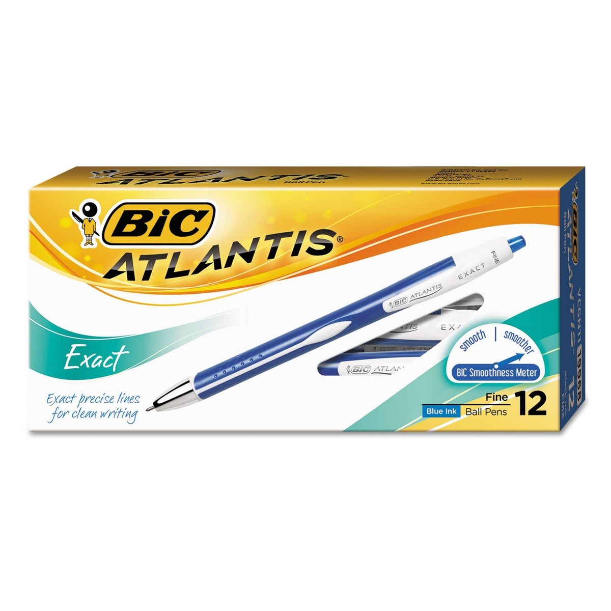 BIC Atlantis Exact Retractable Ballpoint Pen Blue Ink Fine