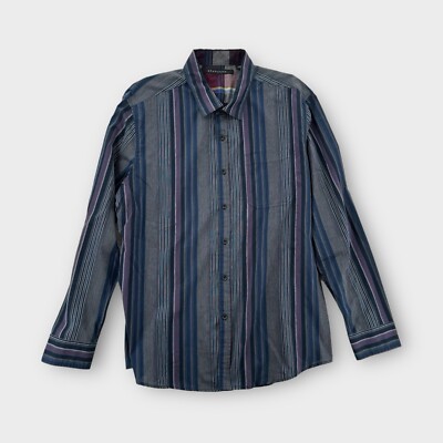 Sean John Shirt Mens 4XL Button Up Long Sleeve Striped Purple Y2K Hip Hop Big