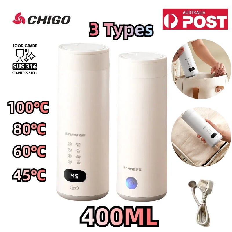 Chigo Portable Electric Kettle 400ml Heater Travel Thermal Cups Hot Water Boile-image