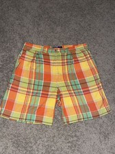 Polo Ralph Lauren Multicolored Bright Plaid Pleated Tyler Shorts Mens size 36